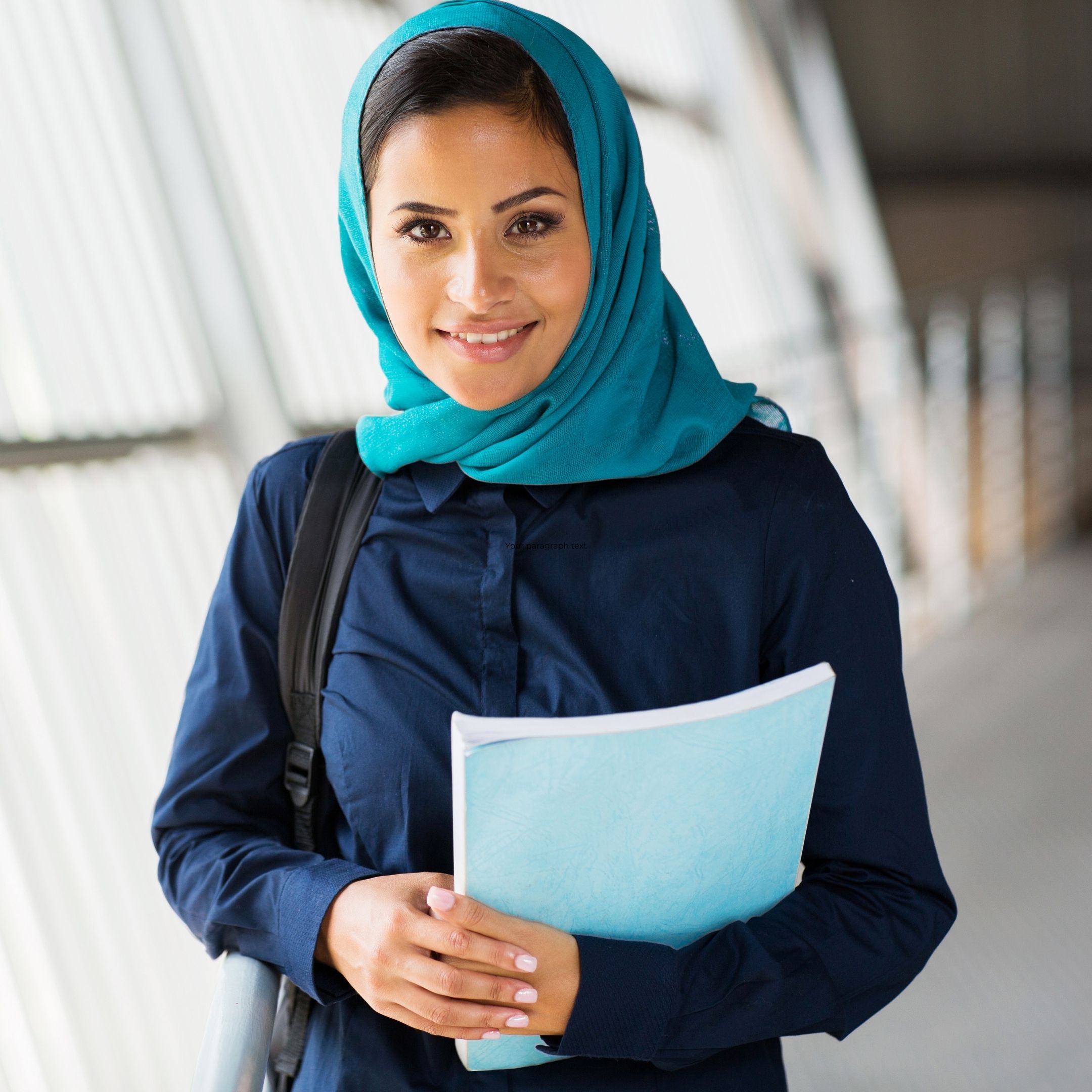 female student holding papers
